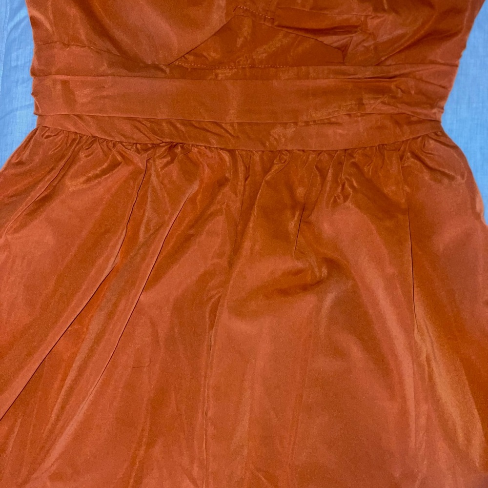 Chic One-Shoulder Rust Dress - Picture 3 of 5